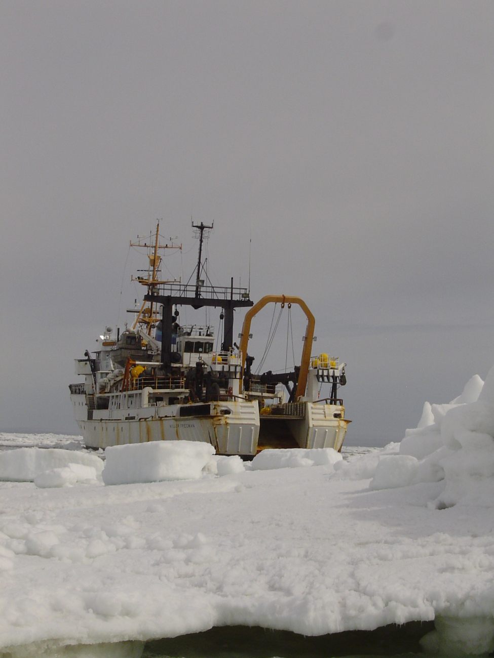 NOAA Ship MILLER FREEMAN  seen in Bering Sea ice