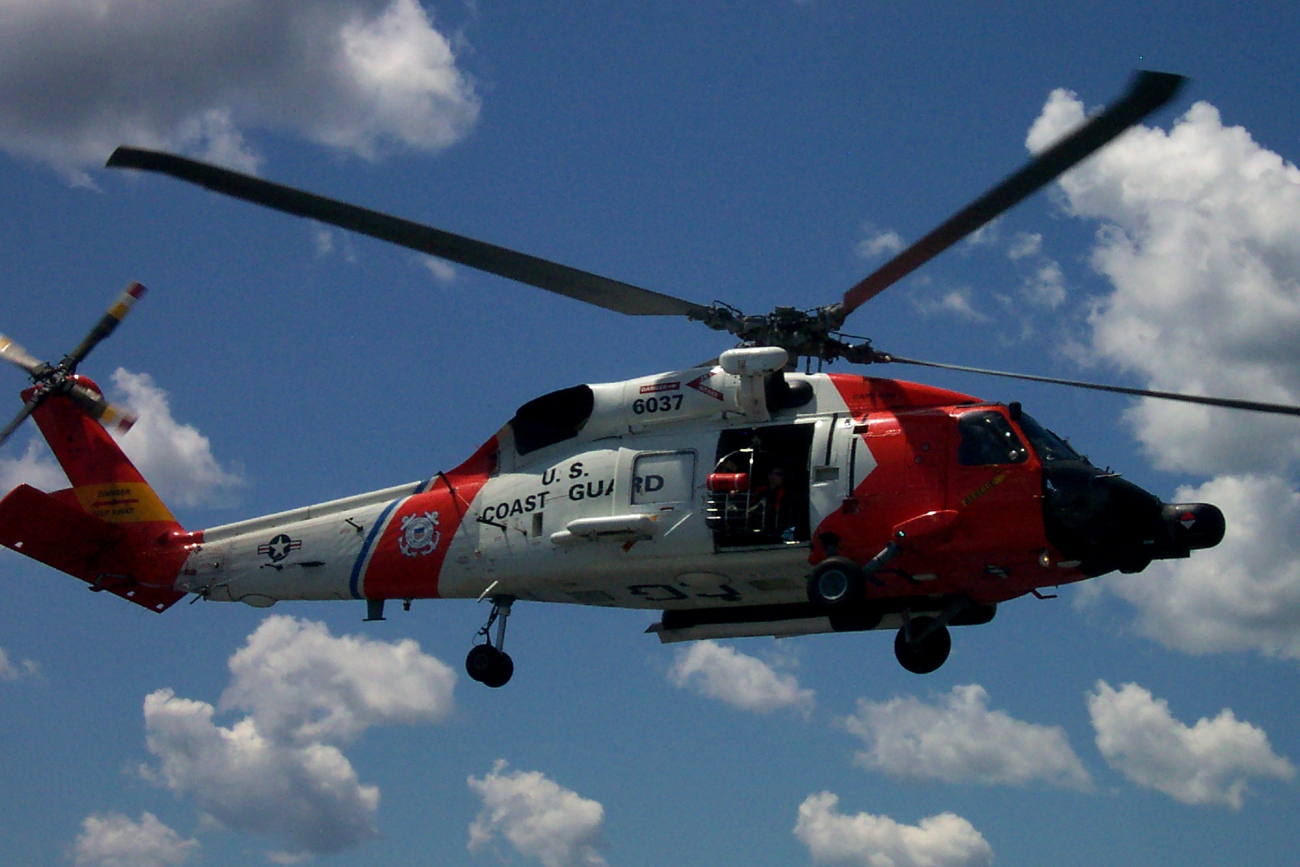 Helicopter drills in cooperation with the United States Coast Guard off theMaine Maritime Academy Training Vessel STATE OF MAINE