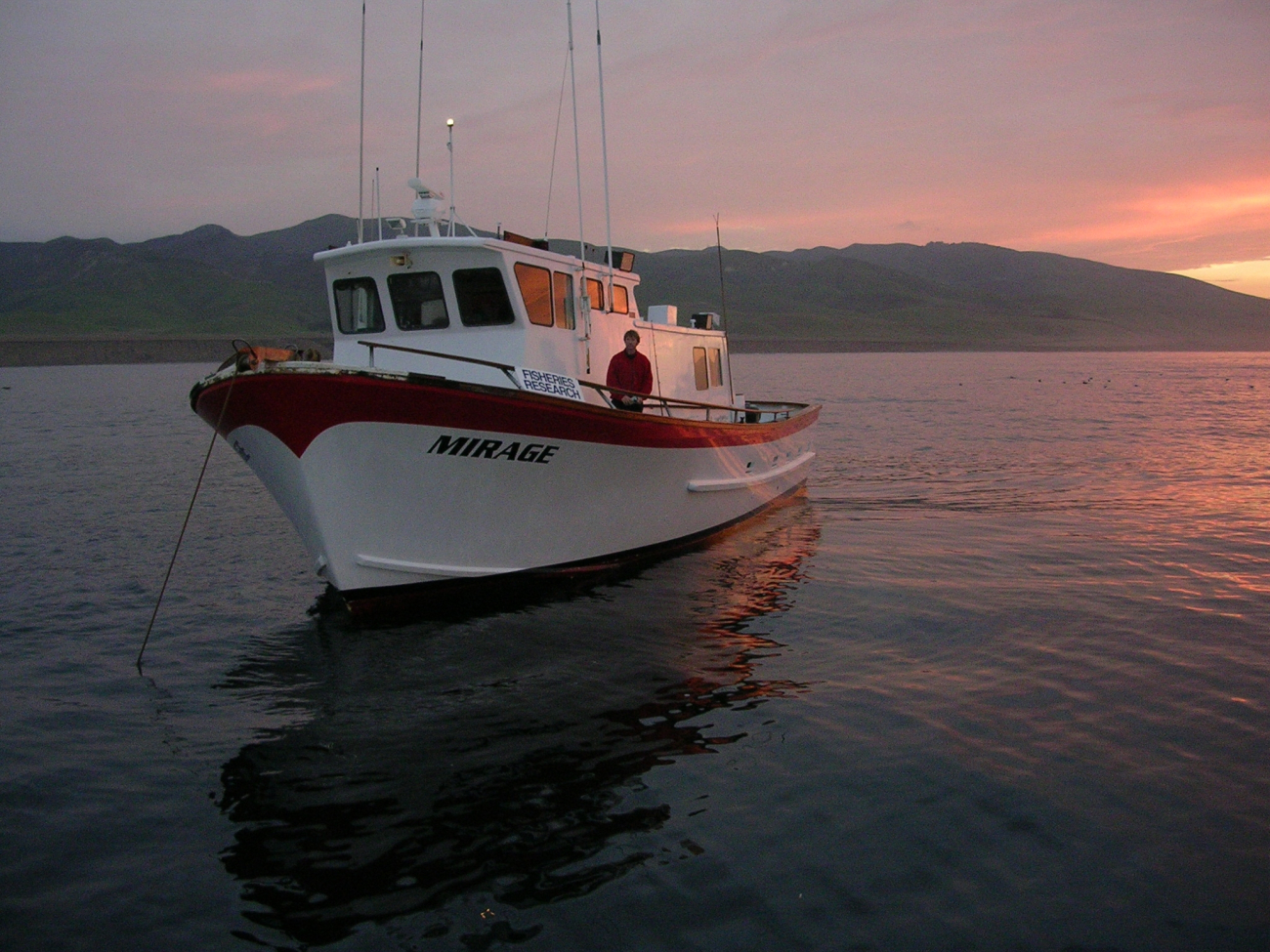 Charter research F/V Mirage at sunrise at Pt