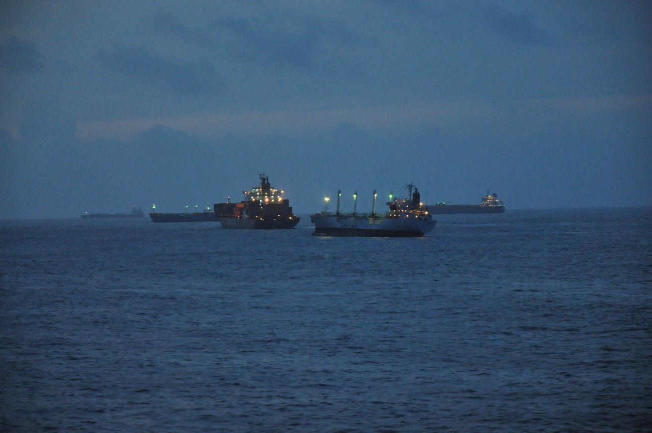 Ships waiting to transit Panama Canal