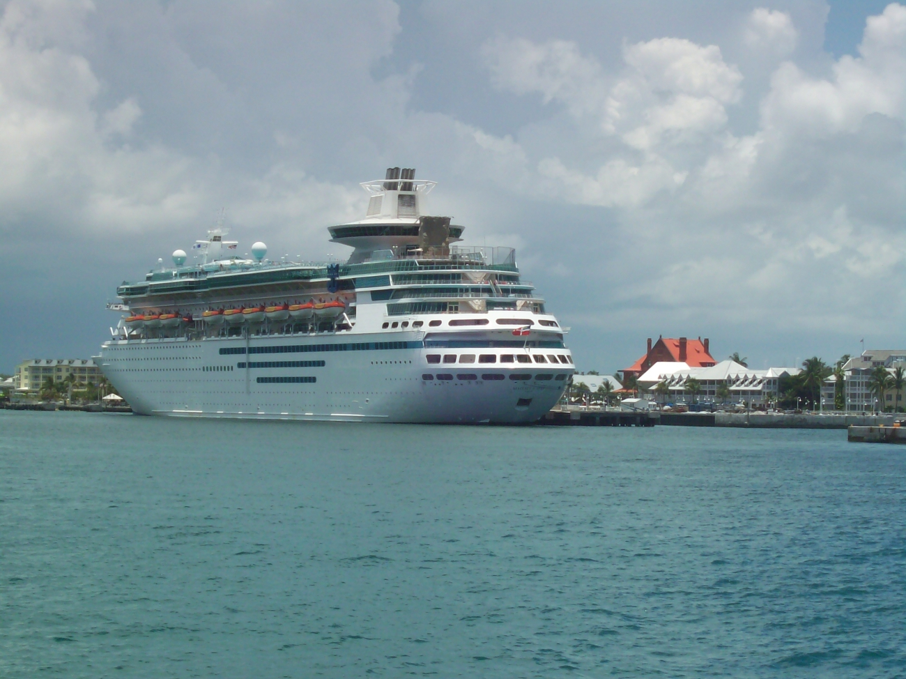 A large cruise ship in Key West