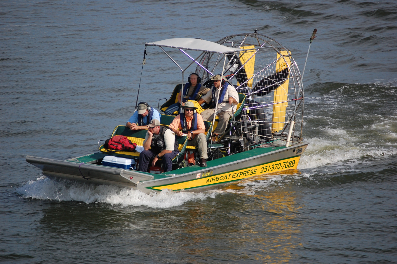 DELTA Airboat Express tour boat in Mobile Bay area
