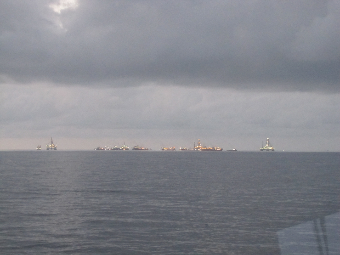 Deepwater Horizon disaster site with vessels on site for relief efforts