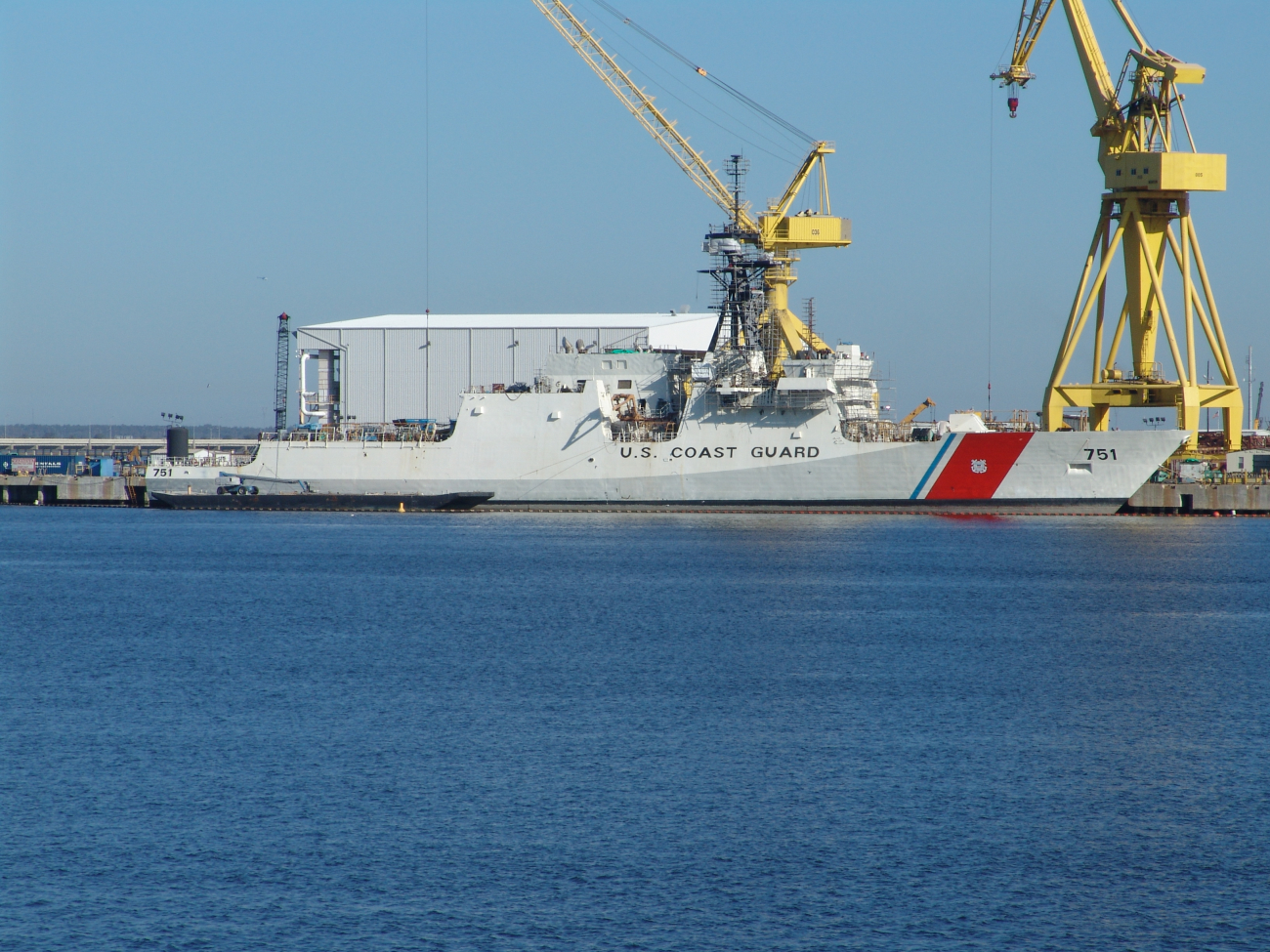 Coast Guard Cutter WAESCHE in a nearly finished state at the Northrop GrummanShipyard in Pascagoula, Mississippi
