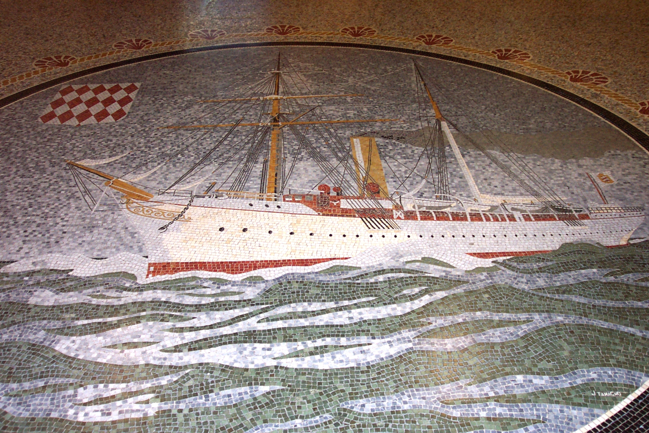 Tile mural of Prince Albert's ship Princesse Alice