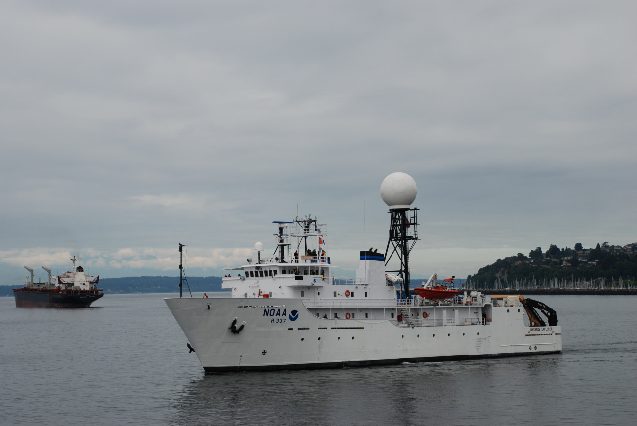 NOAA ship OKEANOS EXPLORER departing Seattle