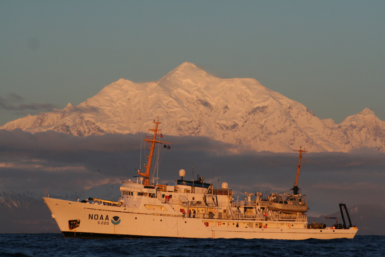 NOAA Ship FAIRWEATHER in front of Mt