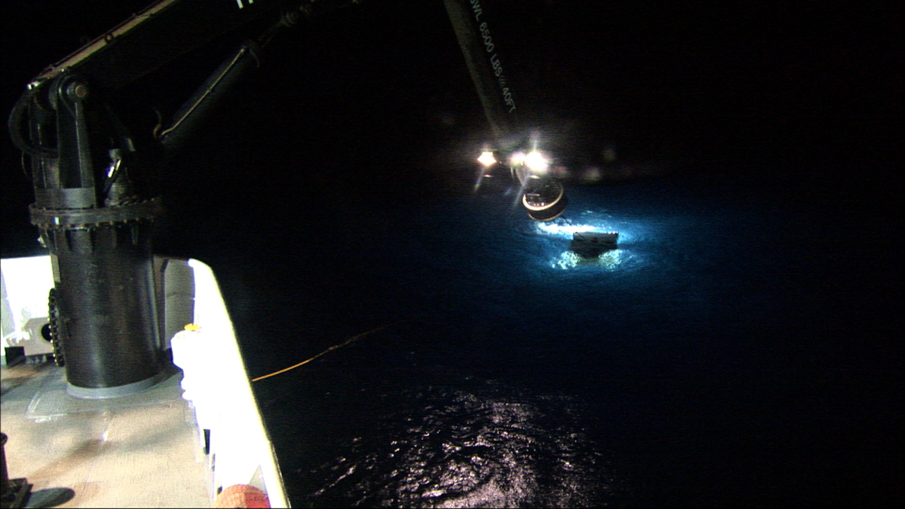 Either recovering or deploying Deep Discoverer off the NOAA Ship OKEANOSEXPLORER