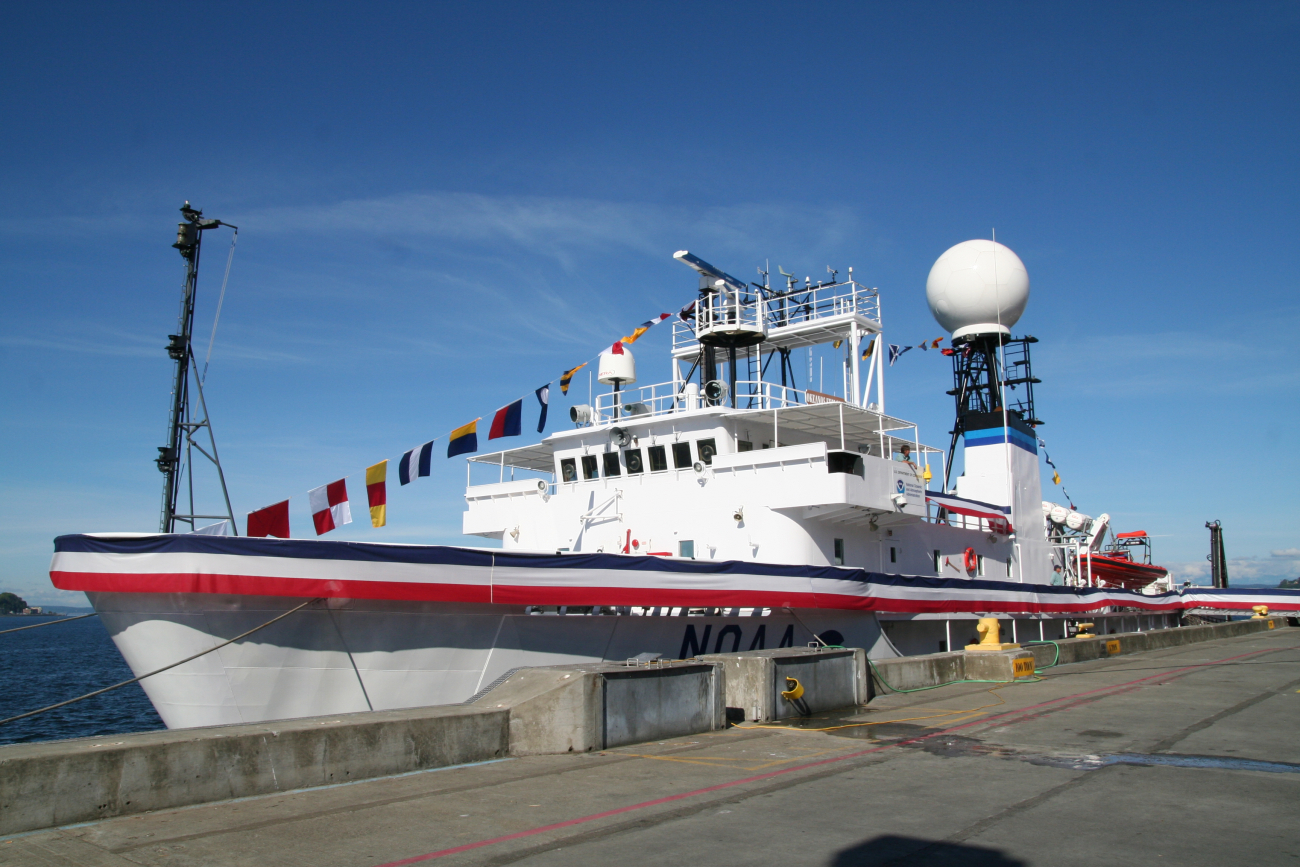 NOAA Ship OKEANOS EXPLORER dressed for its commissioning ceremony