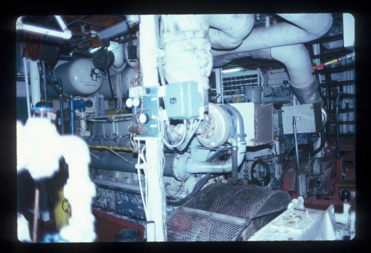 Cramped spaces in the engine room of the NOAA Ship TOWNSENDCROMWELL