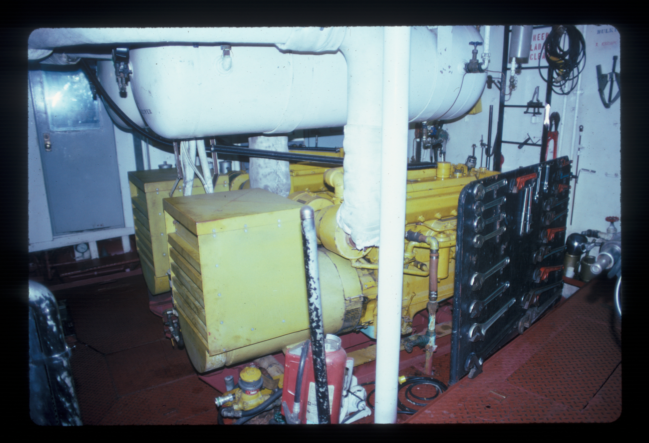 Cramped spaces in the engine room of the NOAA Ship TOWNSENDCROMWELL