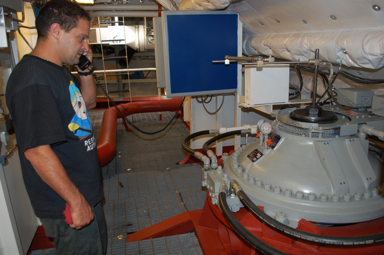 Steering check on the NOAA Ship PISCES