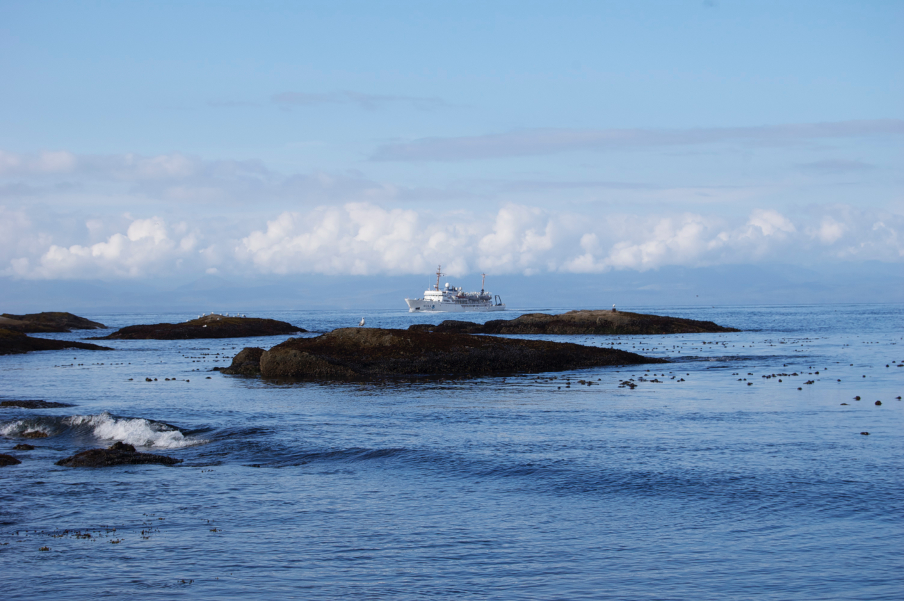 NOAA Ship RAINIER conducting studies in Olympic Coast National MarineSanctuary as seen from Tatoosh Island