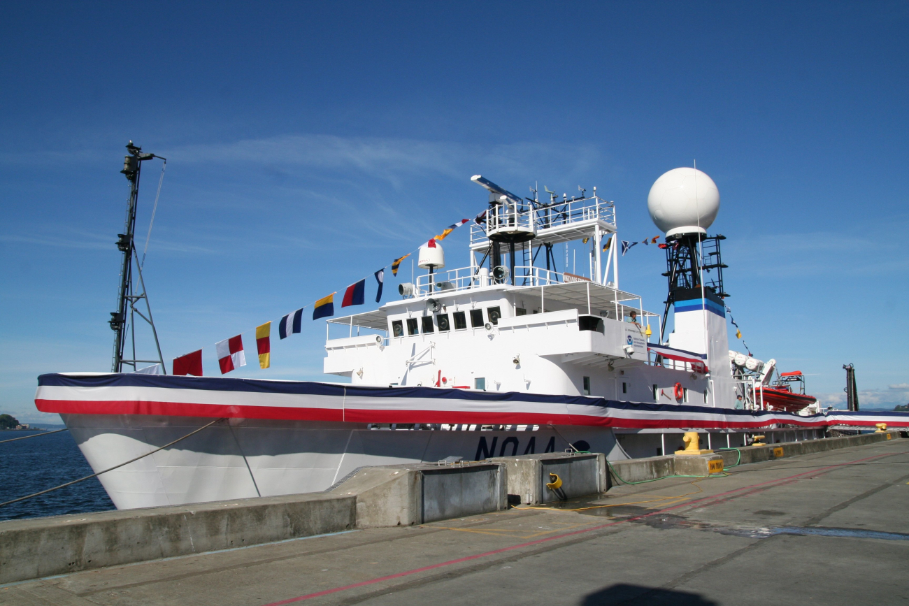 NOAA Ship OKEANOS EXPLORER dressed for commissioningceremony