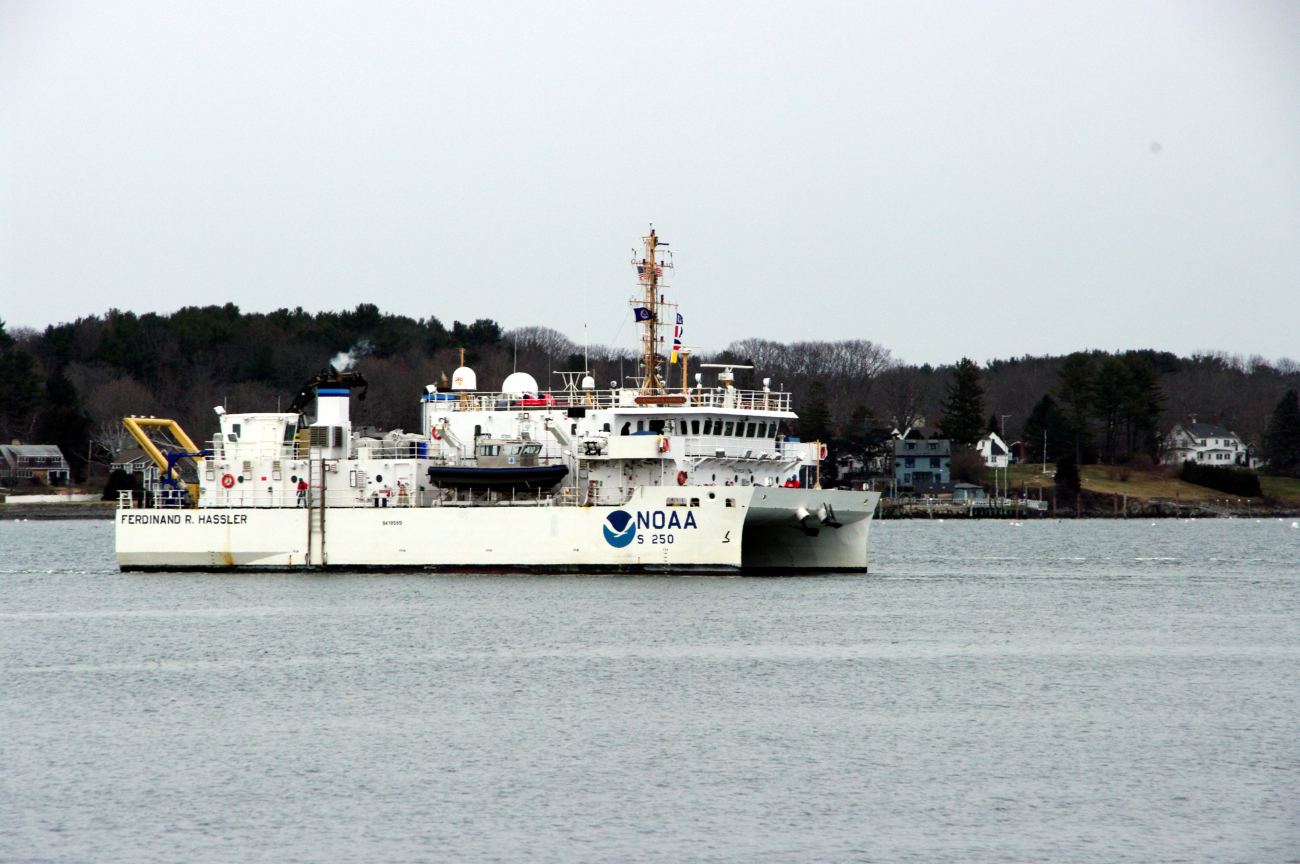 NOAA Ship HASSLER departing Portsmouth for first survey of year
