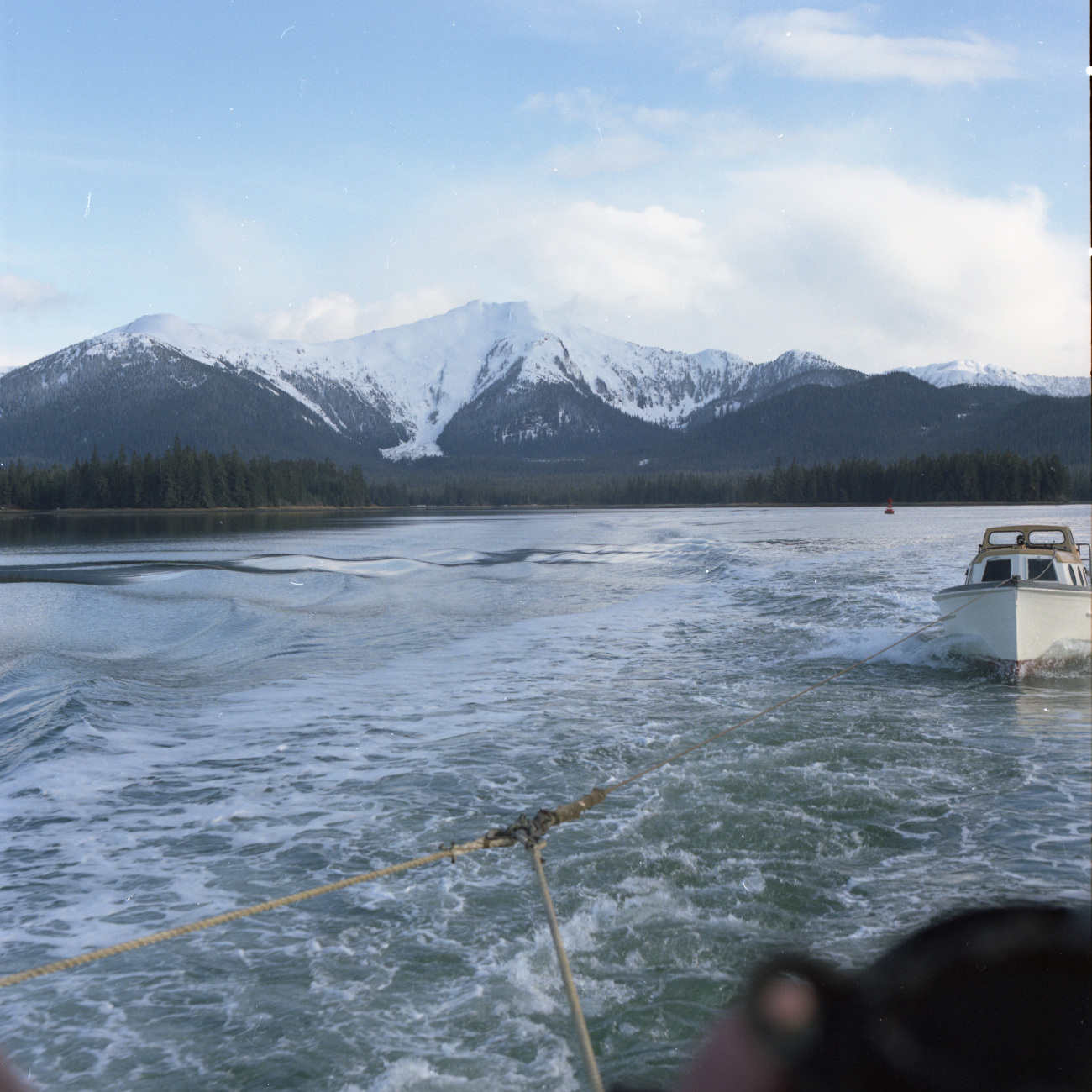 Towing the PATTON survey launch somewhere in Southeast Alaska