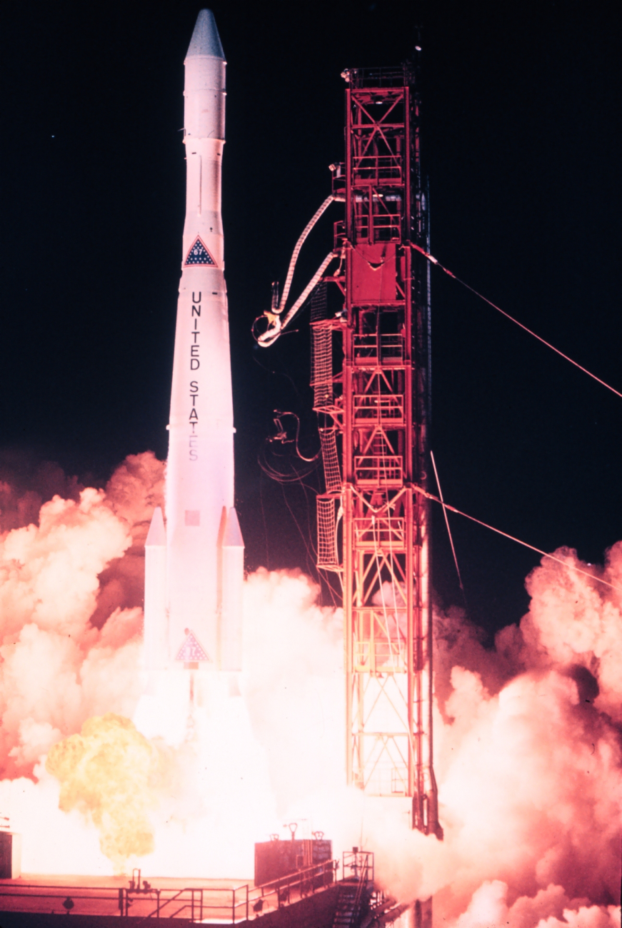 A night launch of meteorological satellite ESSA 9