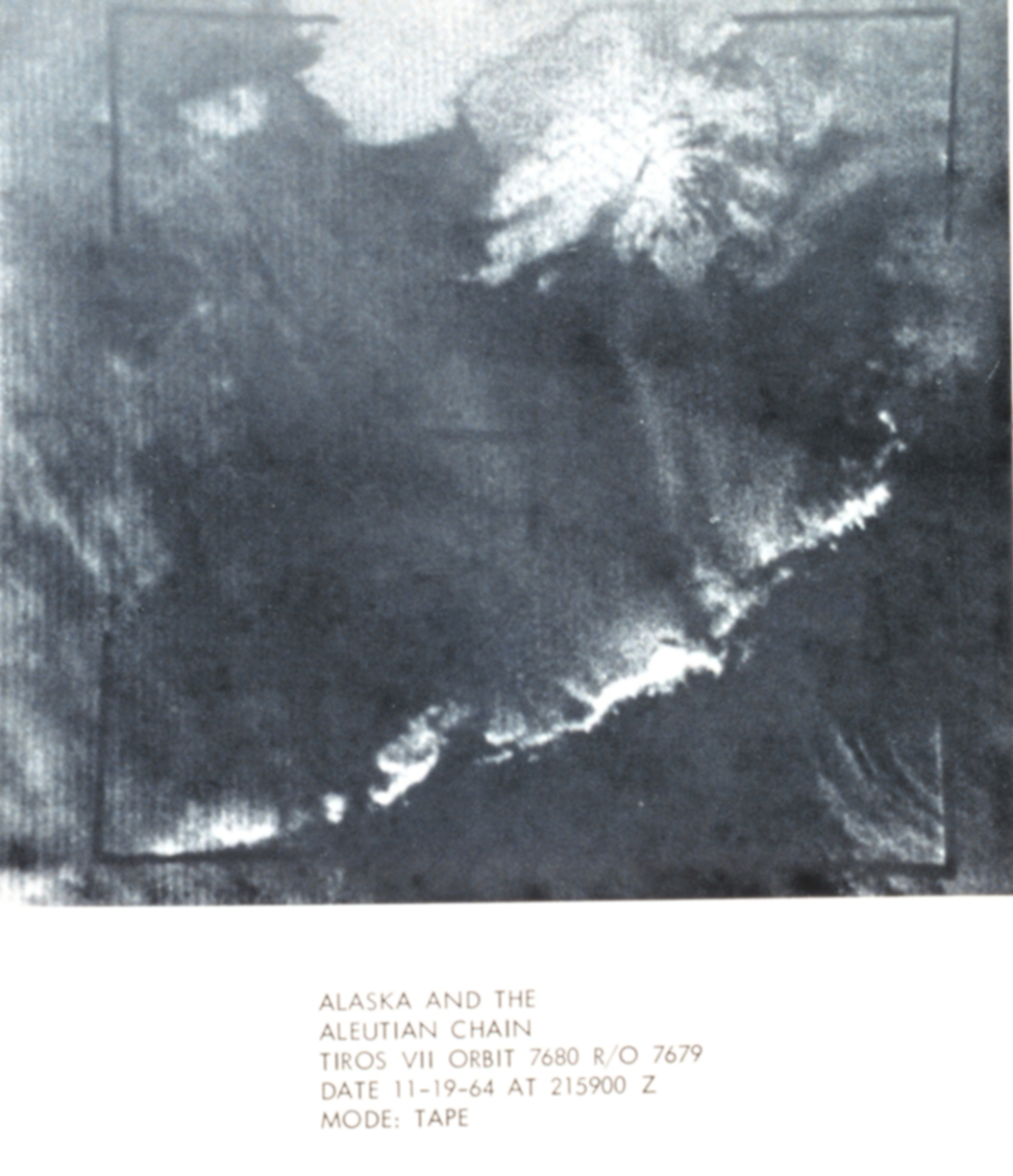 TIROS VII orbit 7680 R/O 7679  image of Alaska and the Aleutian Islands