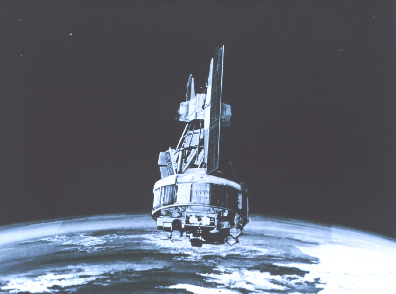 Graphic of NIMBUS satellite in orbit