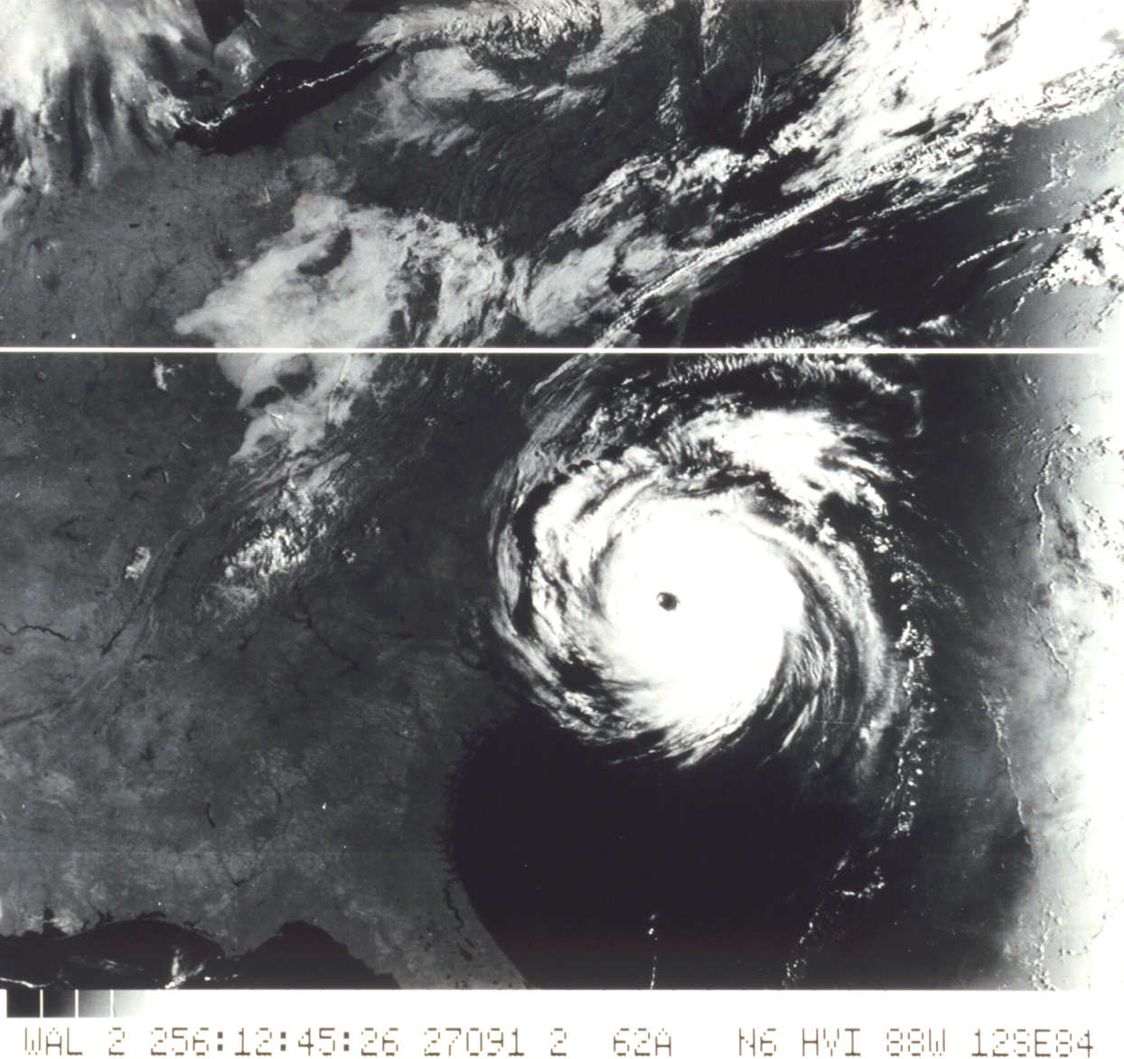 TIROS-N view of Hurricane Diana churning off North Carolina coast