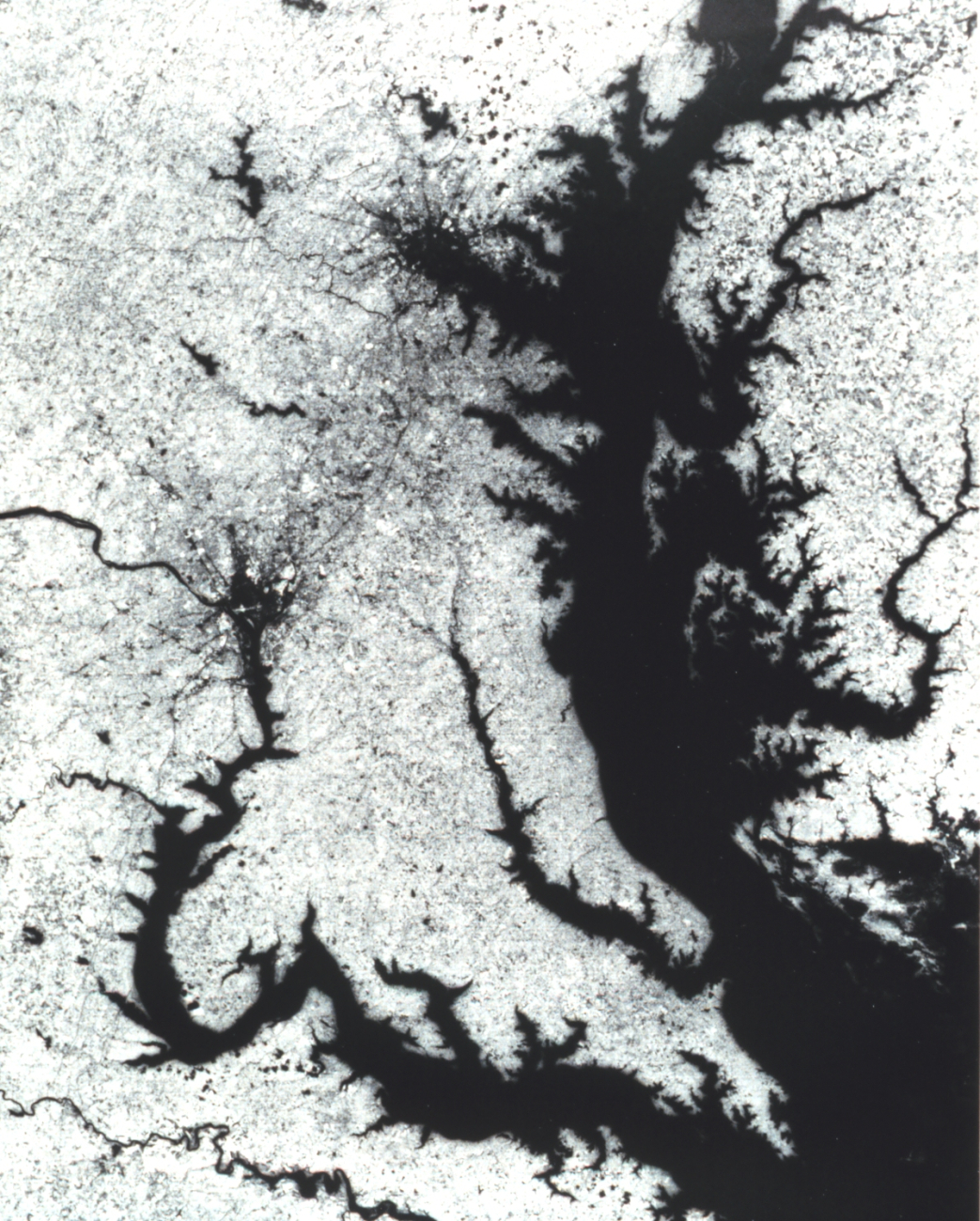 Infrared imagery as obtained by the Landsat satellite of upper Chesapeake Bay