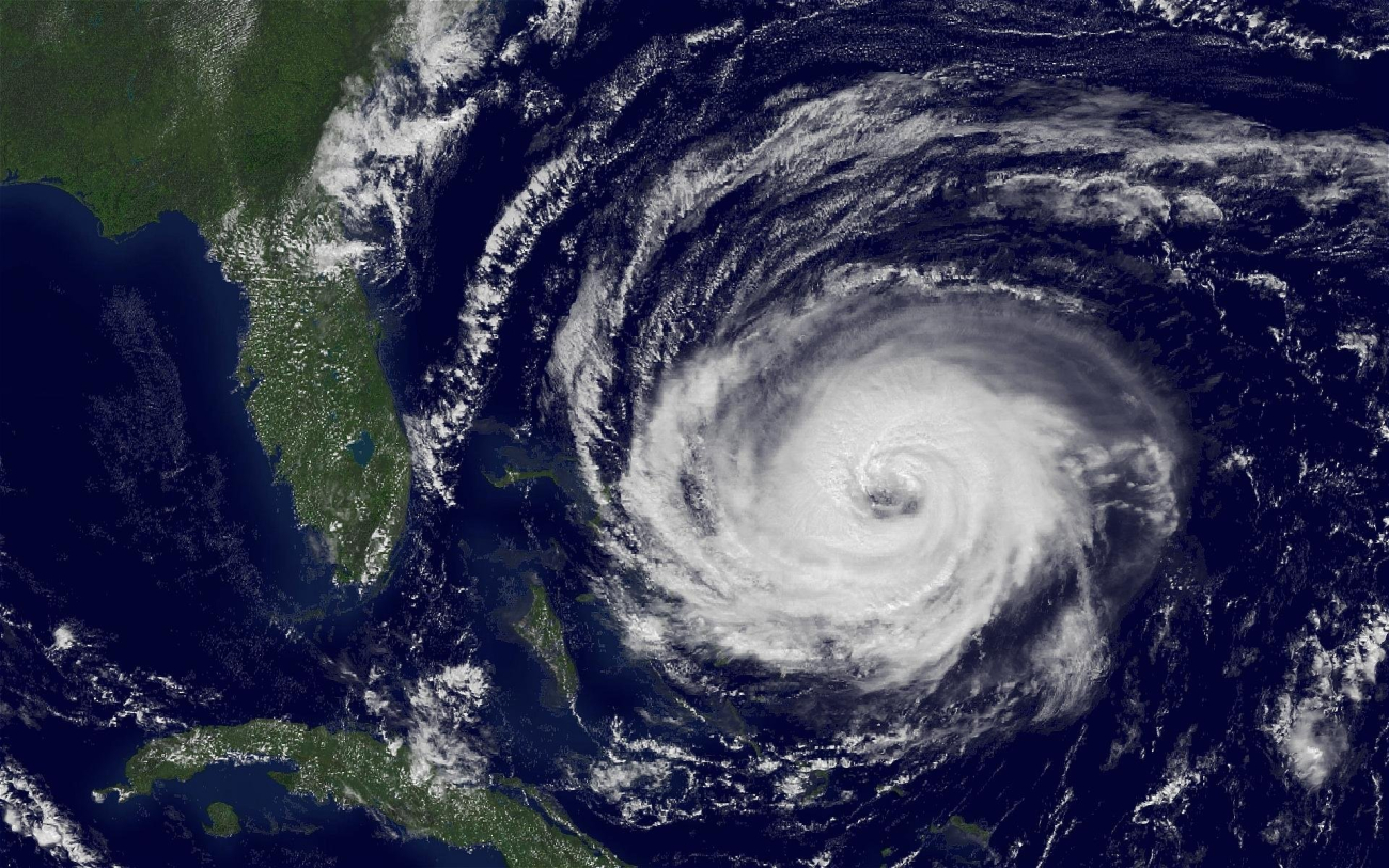 Hurricane Jeanne beginning its sweep over the Bahama Islands