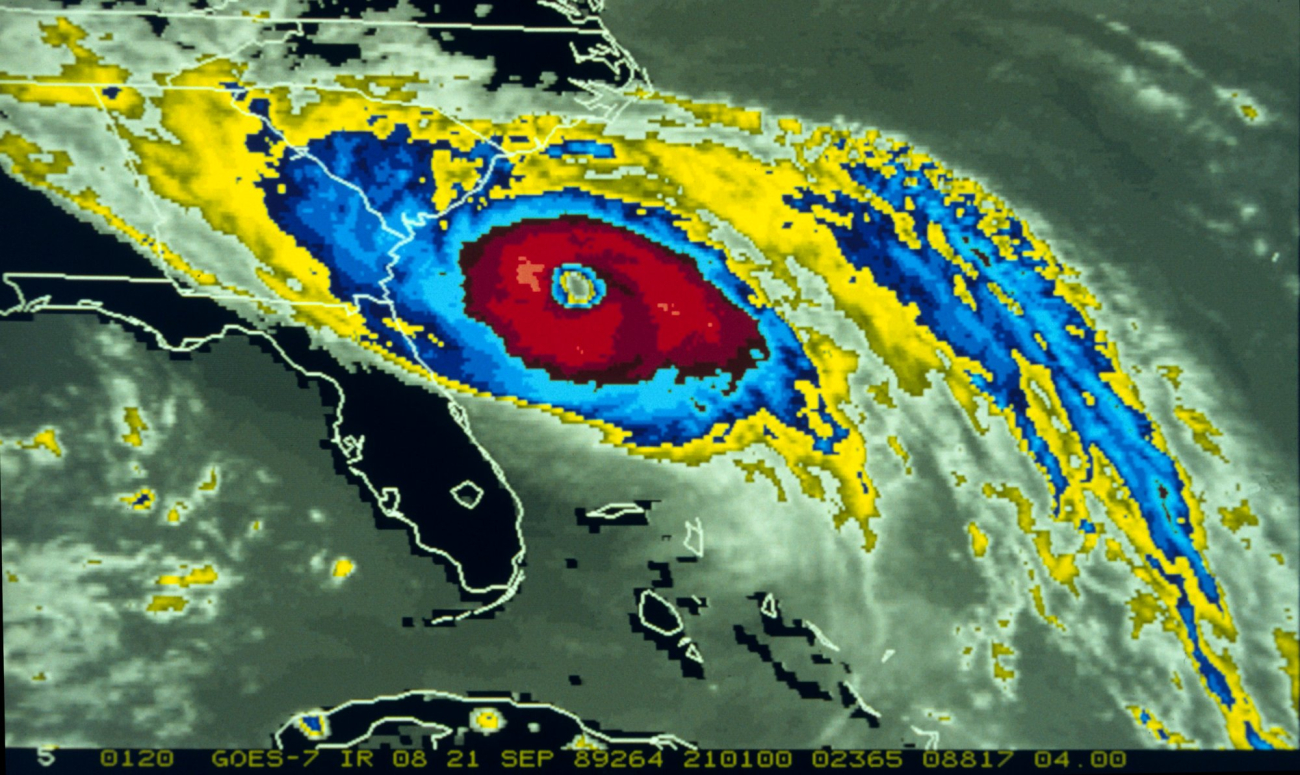 Hurricane Hugo approaching the South Carolina coast