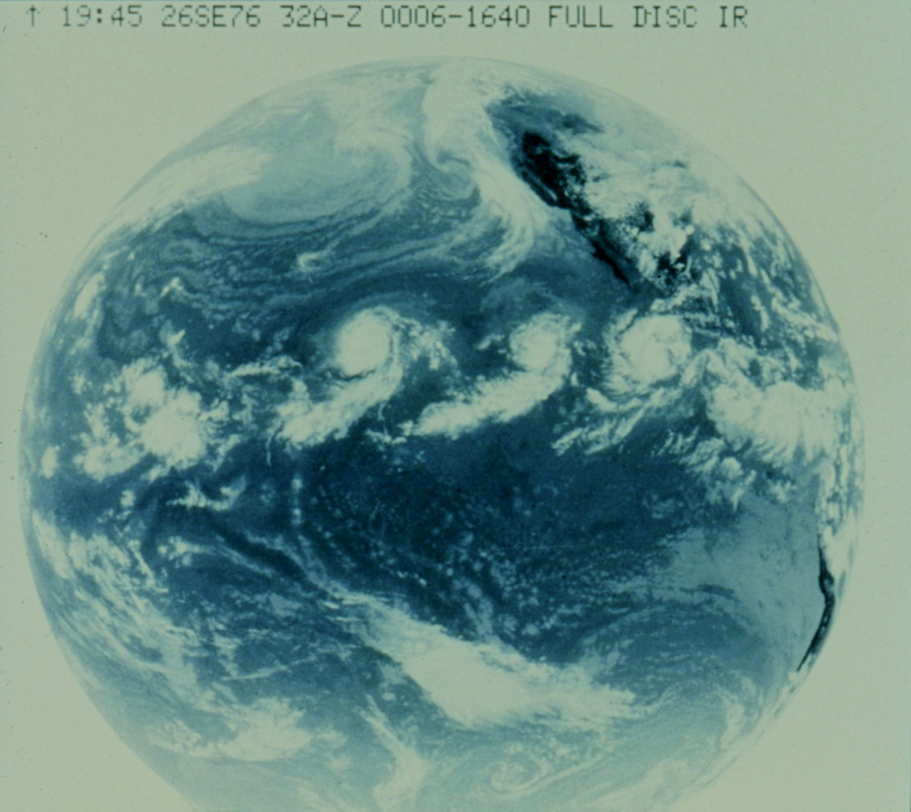 SMS-II full disc infrared image showing parade of tropical storms marching tothe west across the eastern Pacific Ocean