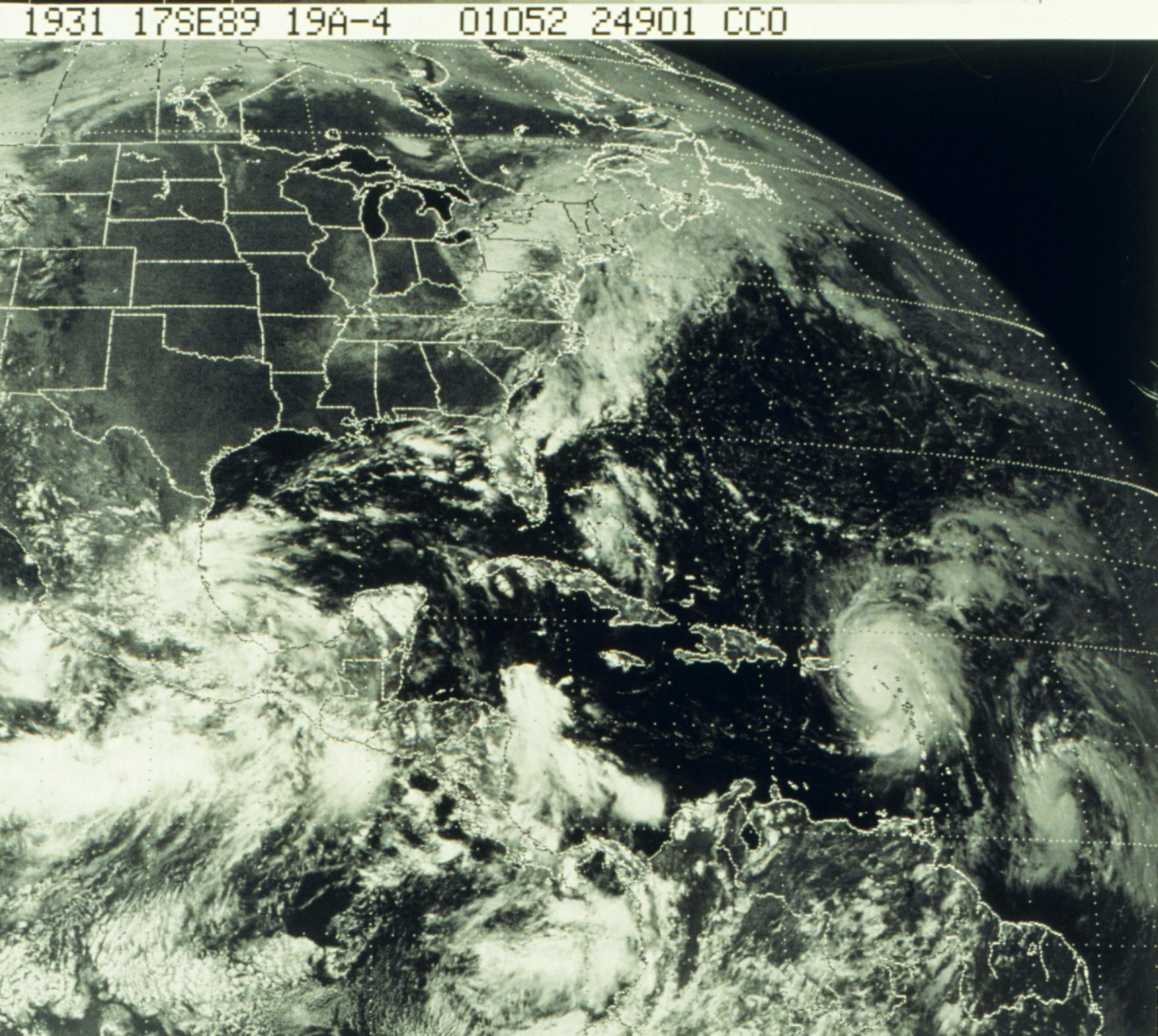 GOES imagery of Hurricane Hugo passing over U