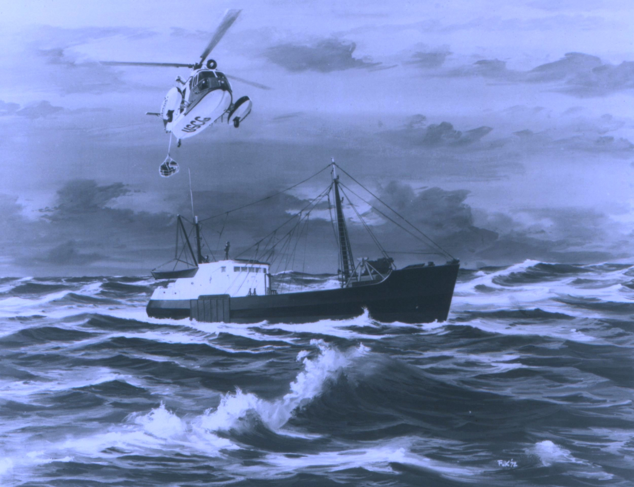 Artist's conception of a successful rescue based on SARSAT