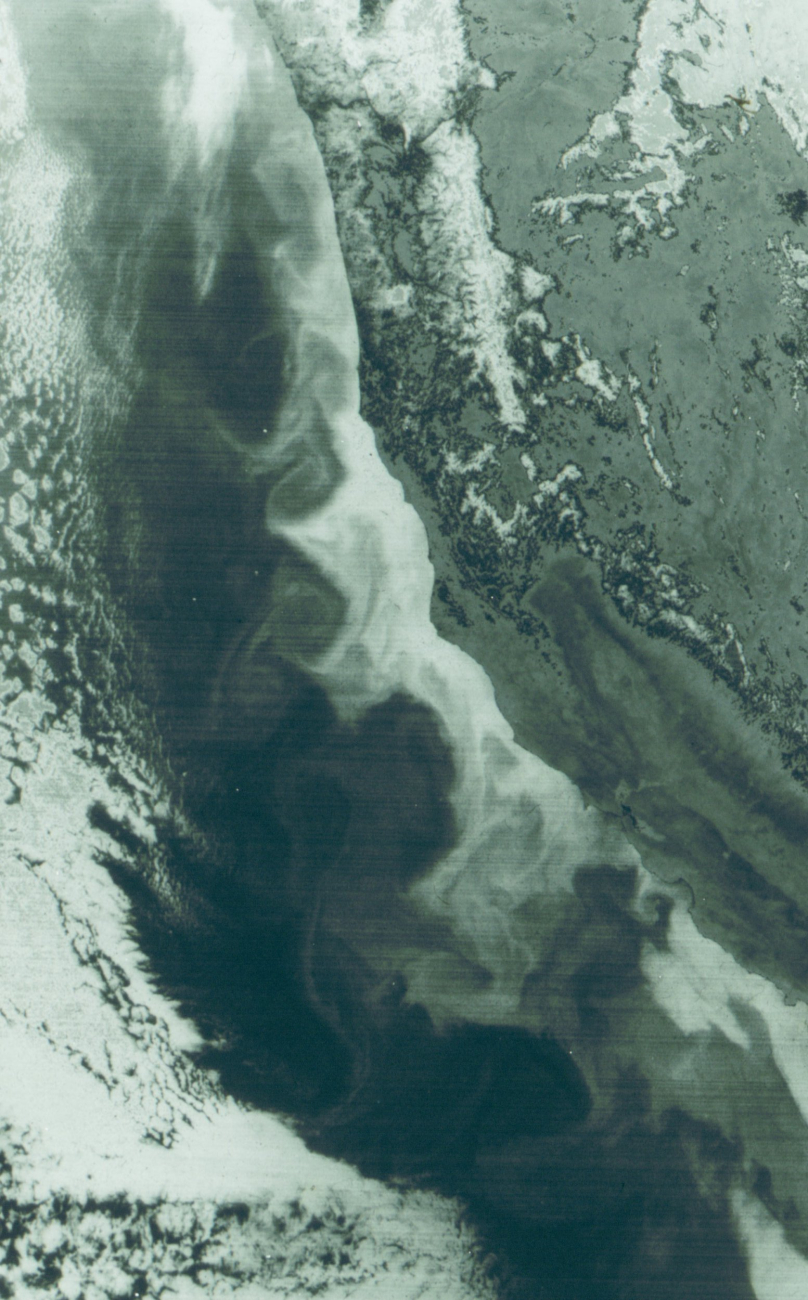Coastal currents on the California and Oregon coastline