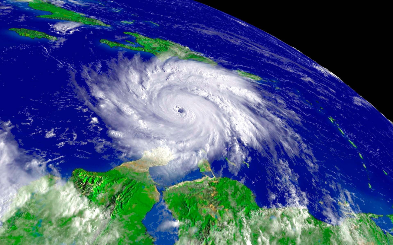 Unidentified hurricane, perhaps Dean, in mid-Caribbean