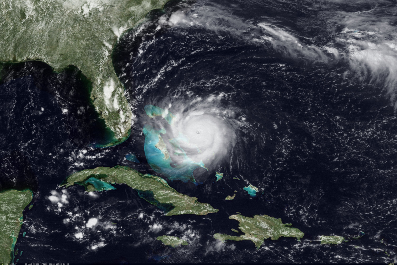 Hurricane Andrew over the Bahamas