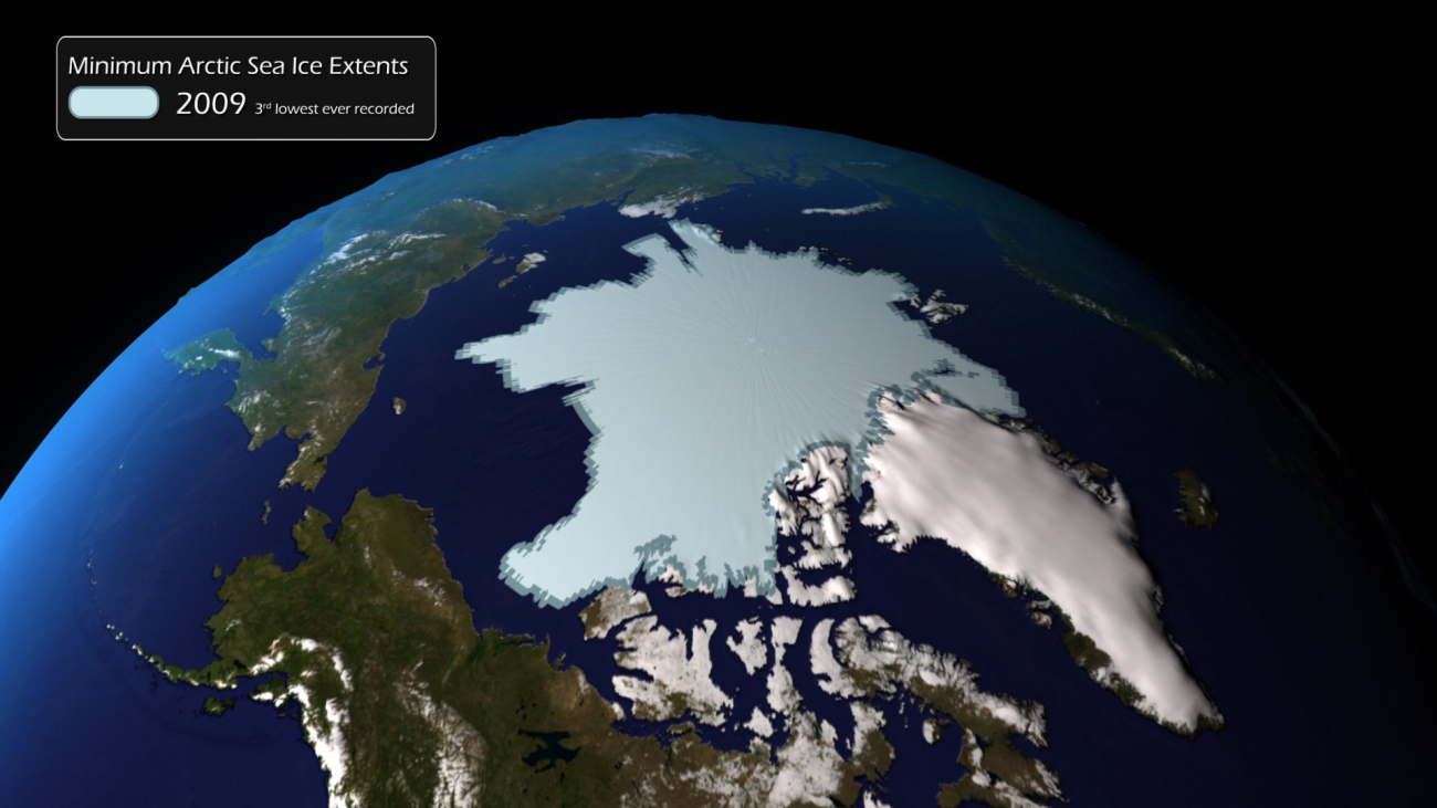 Minimum Arctic sea ice extent as measured in 2009, the third lowest year everrecorded