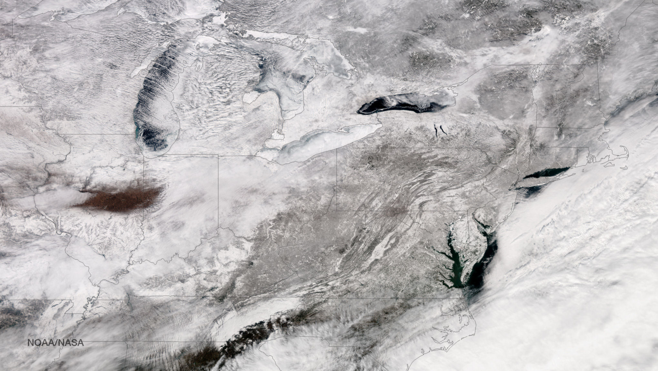 Winter storm exiting the East Coast of the United States