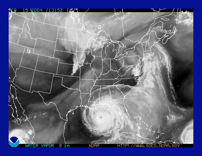 Water vapor image of Hurricane Ivan prior to making landfall near Pensacola