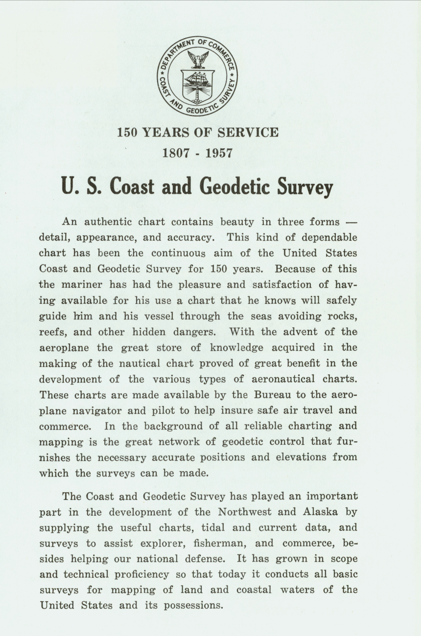 Seattle program honoring the first day issue of a commemorative stamp honoringthe United States Coast and Geodetic Survey