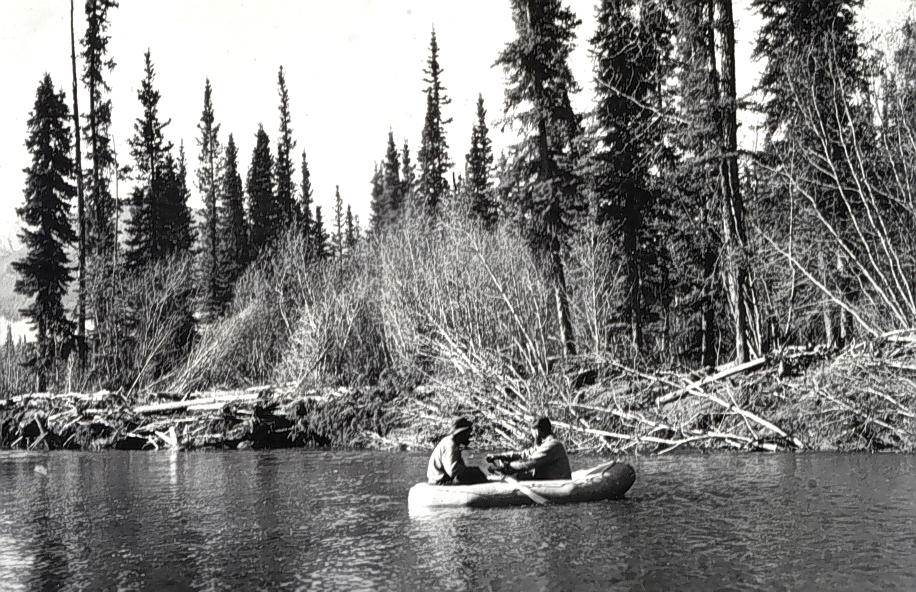 Rubber boat used for crossing stream