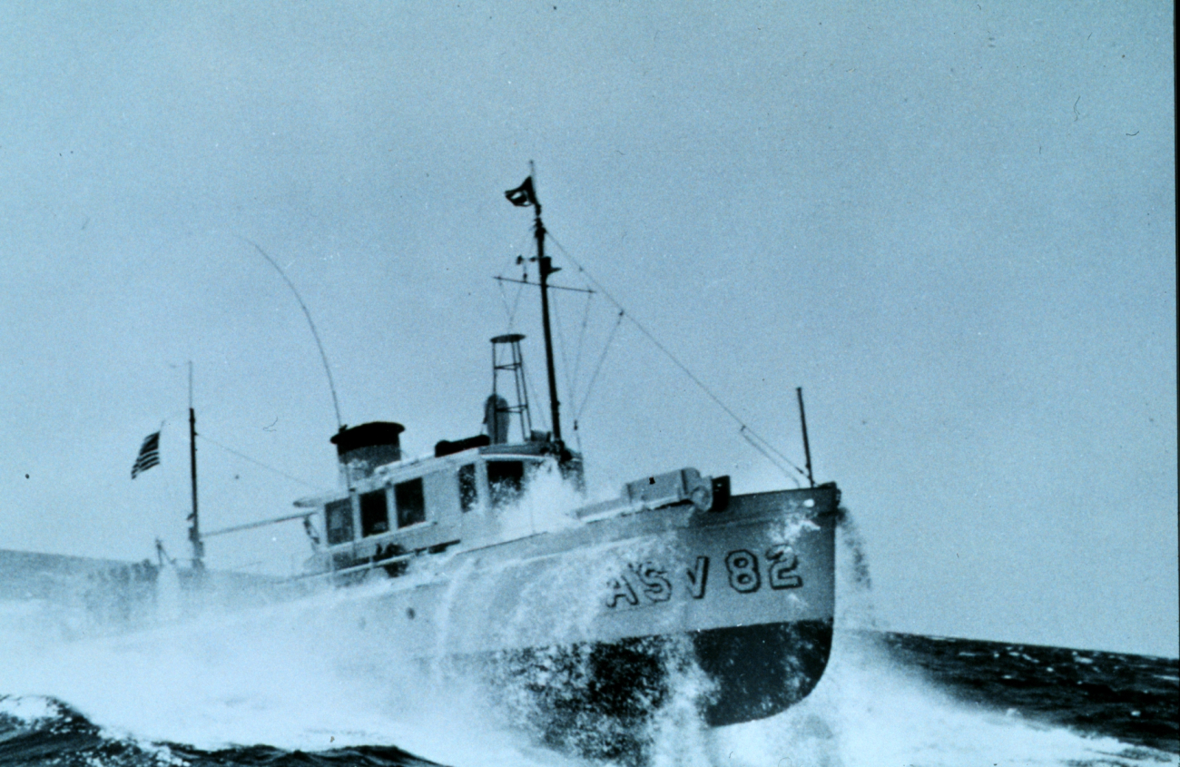 Wiredrag ship HILGARD pitching in heavy seas