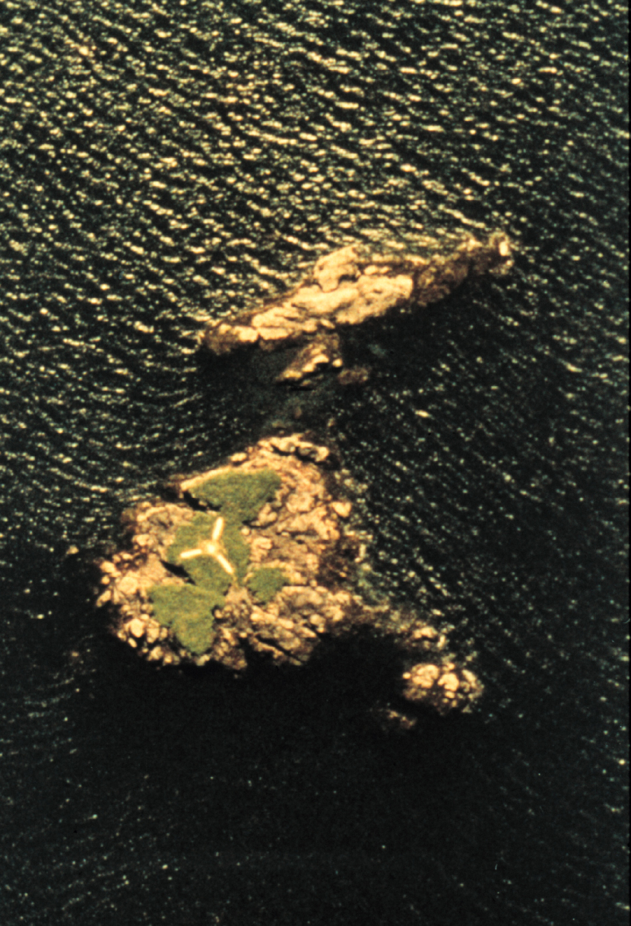 Helicopter view of photo panel in Kalgin Island area