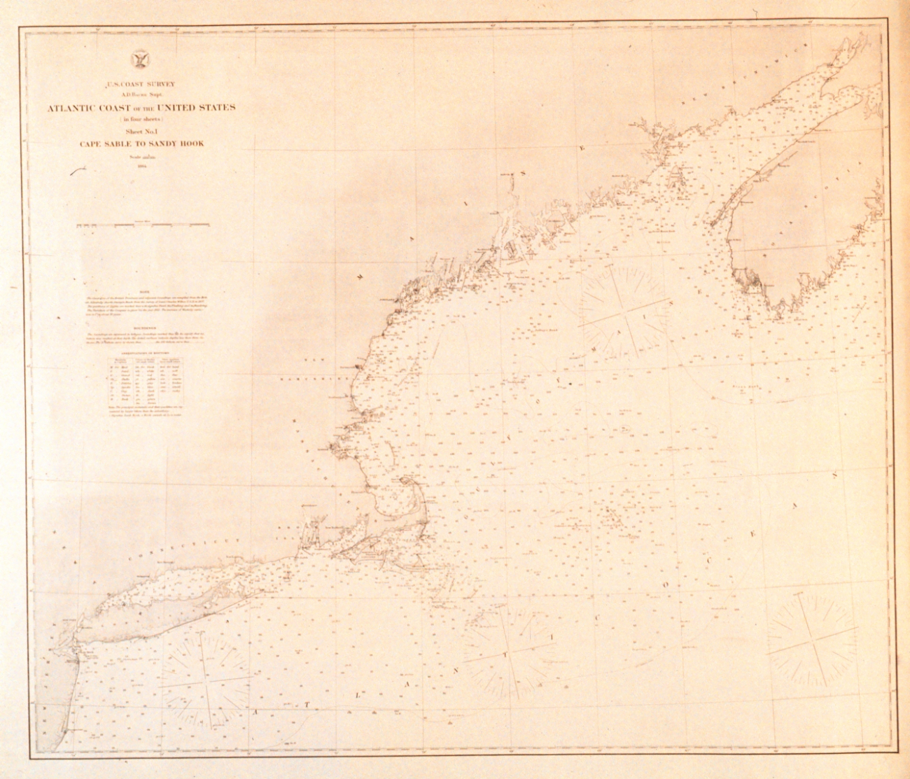 Nautical chart of Cape Sable to Sandy Hook, 1864