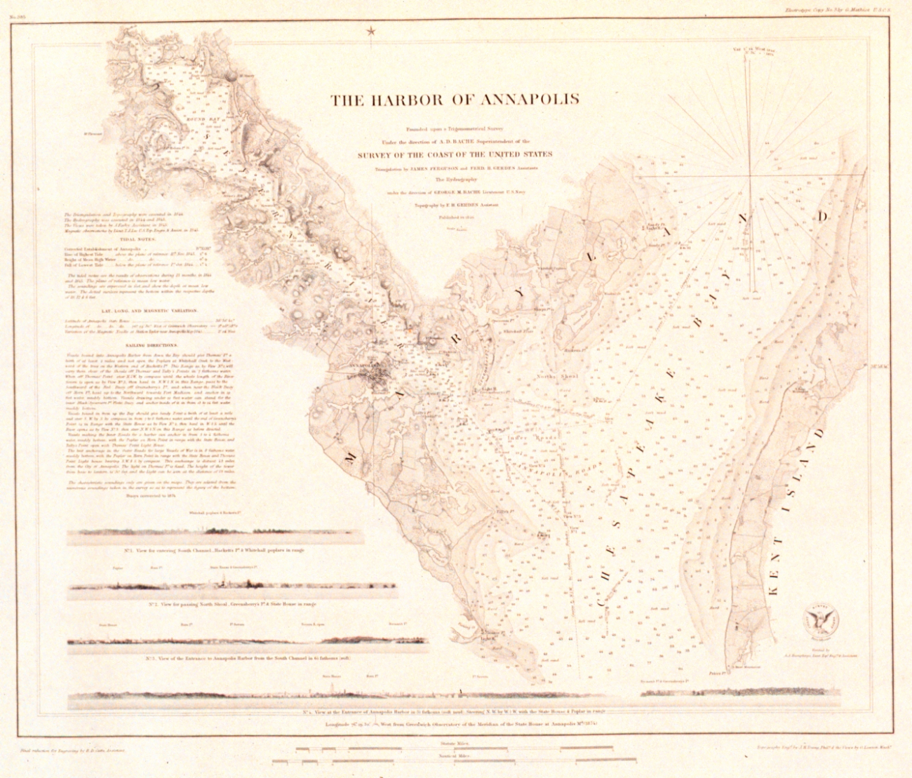 Nautical chart of Annapolis Harbor, Maryland, 1846