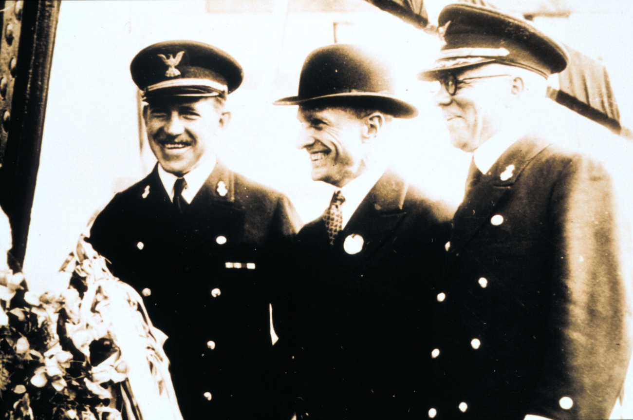 L-R -- unidentified, Rear Admiral Raymond Stanton Patton, Director C&GS; 1929-1937, and Captain Gilbert T