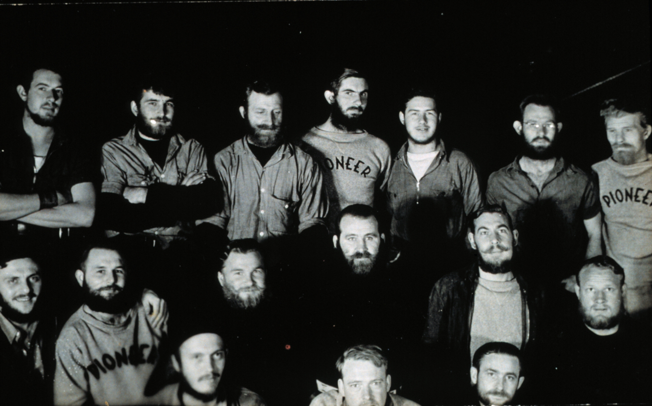 Crew of Coast and Geodetic Survey ship PIONEER sporting beards grown forbeard-growning contest during field season