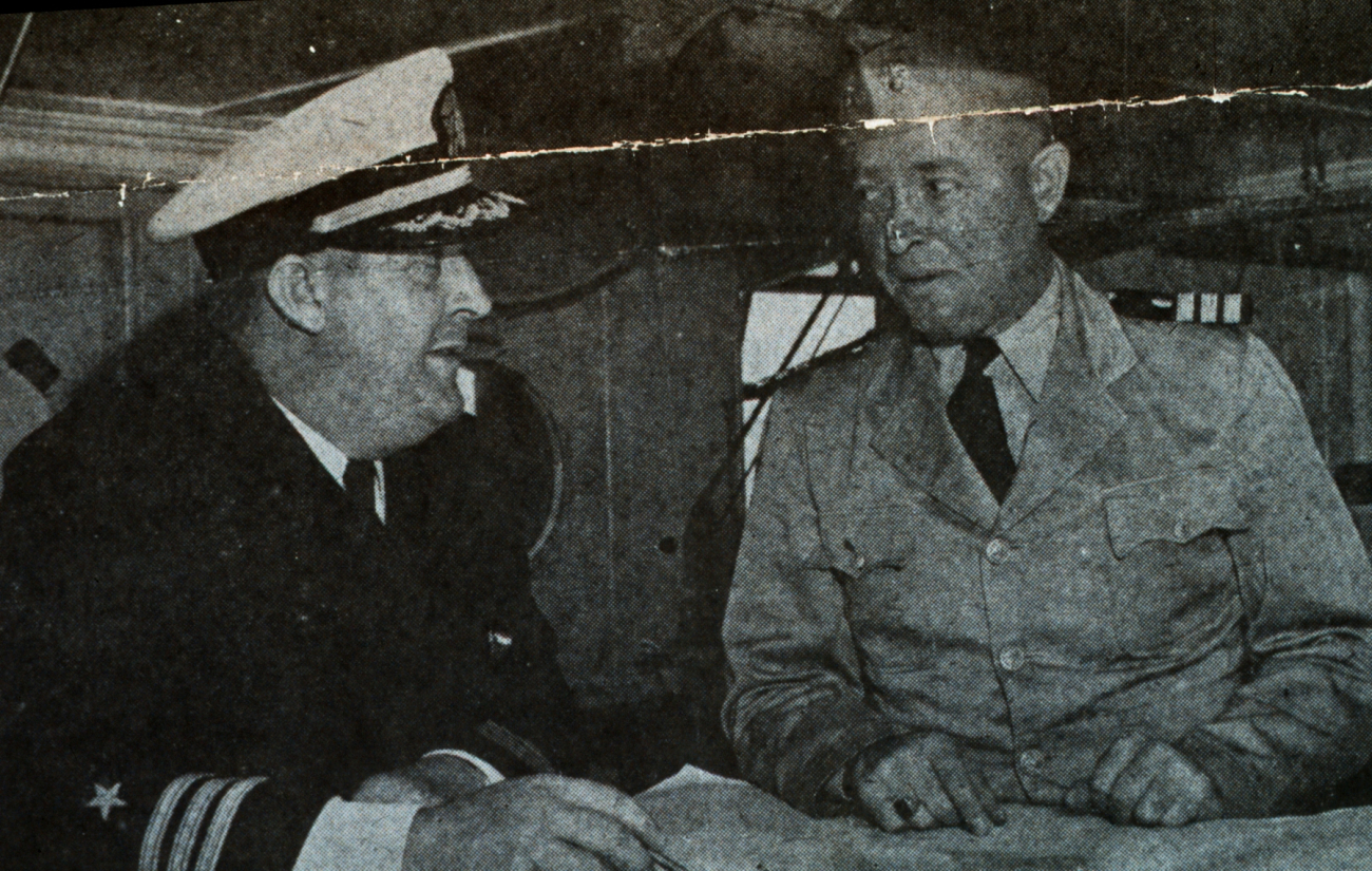 Commander Myron Graybill, commanding officer of the OCEANOGRAPHER, withCommander Bill Gibson, Executive Officer