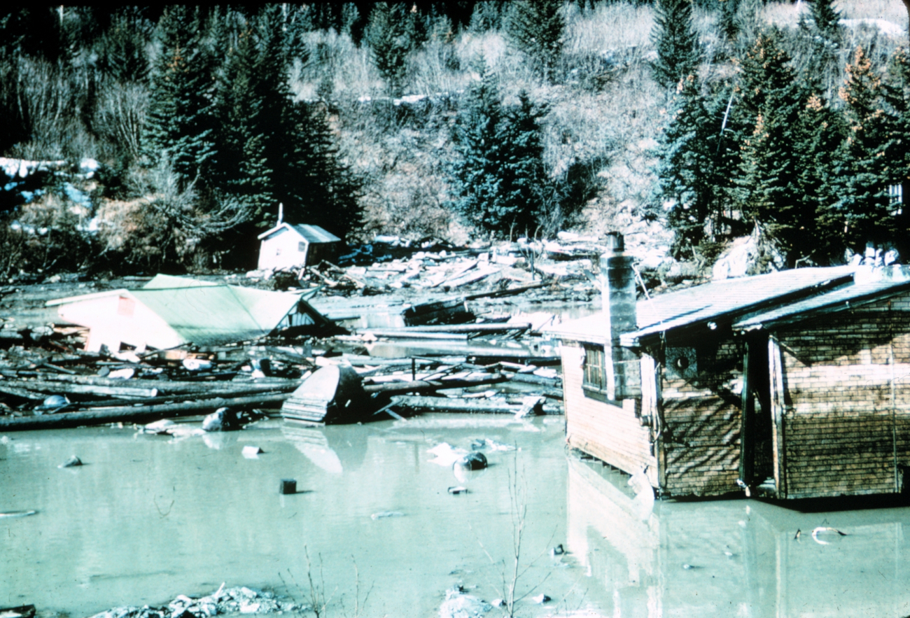 Tsunami damage at Seward following 1964 Good Friday Earthquake