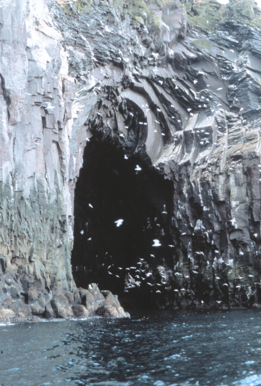 Entrance of a sea cave in the lava rocks of Amlia Island