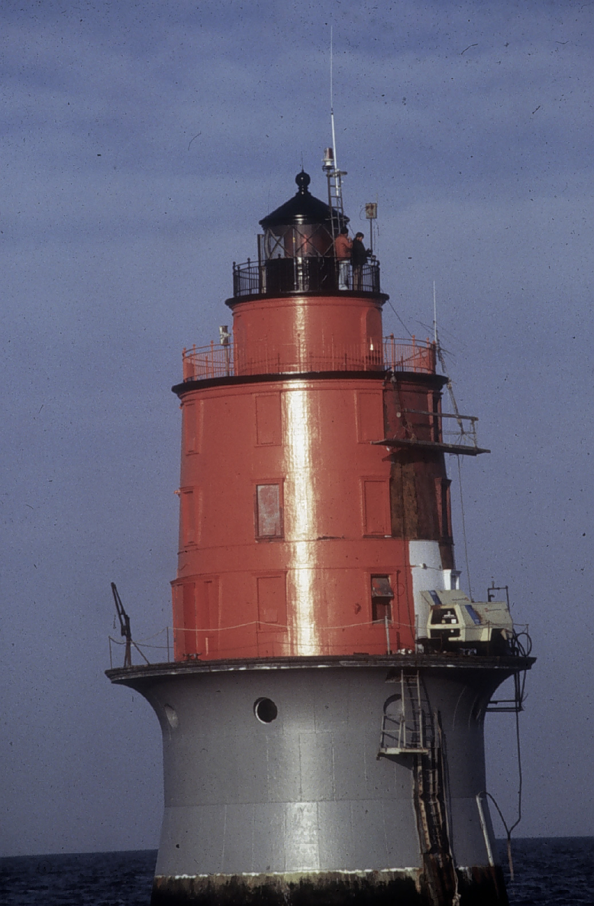 Microwave navigation instrument setup on lighthouse in Delaware Bay