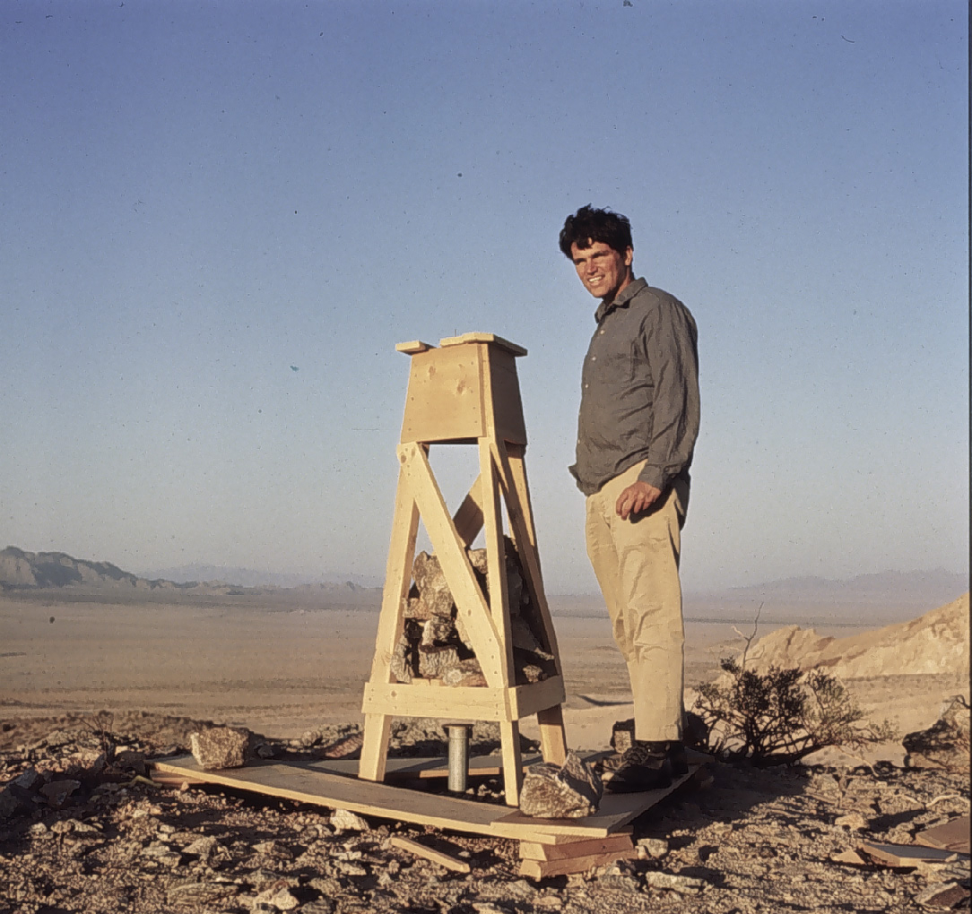 Small wooden stand on ridge in Mojave Desert