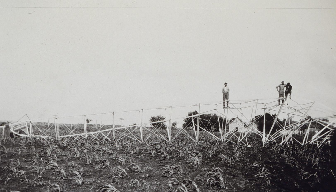 A 90-foot Bilby tower wrecked by a storm
